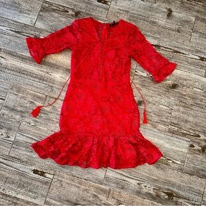 Trending RED for fall/winter! Red Lace ruffled Dress NWOT